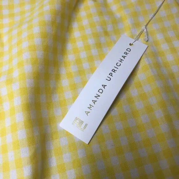 Amanda Uprichard yellow gingham bell sleeve dress - Picture 3 of 5